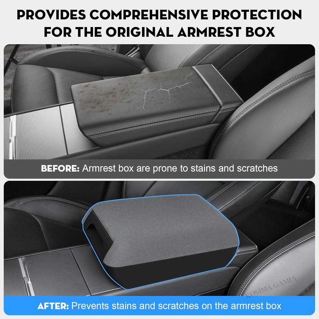 Xiaomi Luxury 3 In 1 Armrest Box Cover Organizer Soft PU Leather Height Pad for Tesla Model Y Model 3 Juniper Highland Center Console