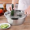 3-Piece Stainless Steel Multifunctional Strainer, and Mixing Bowl for Washing and Slicing Fruits, Vegetables