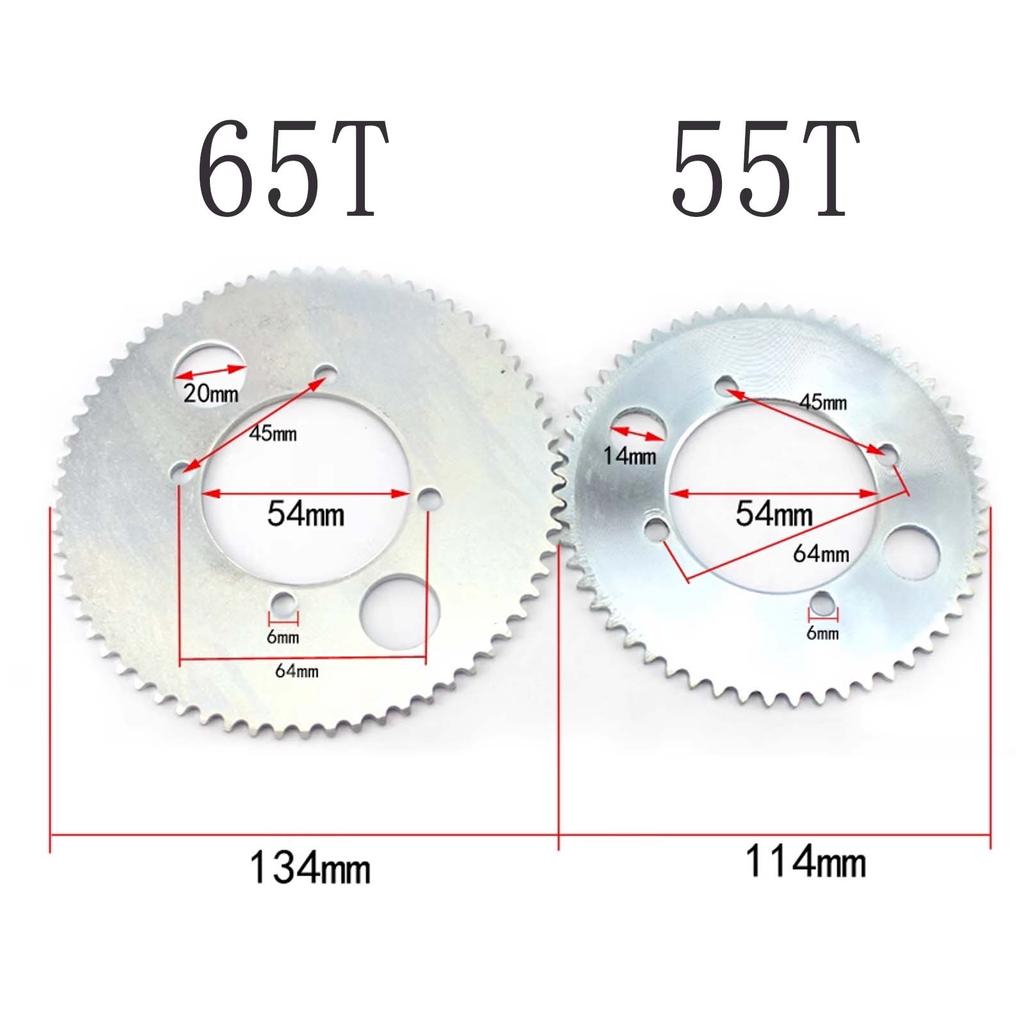 55/65 Teeth Four-Hole Chain Plate with 25H136 Chain, DIY Robot Tank Electric Model Toy Accessories Speed Reducer