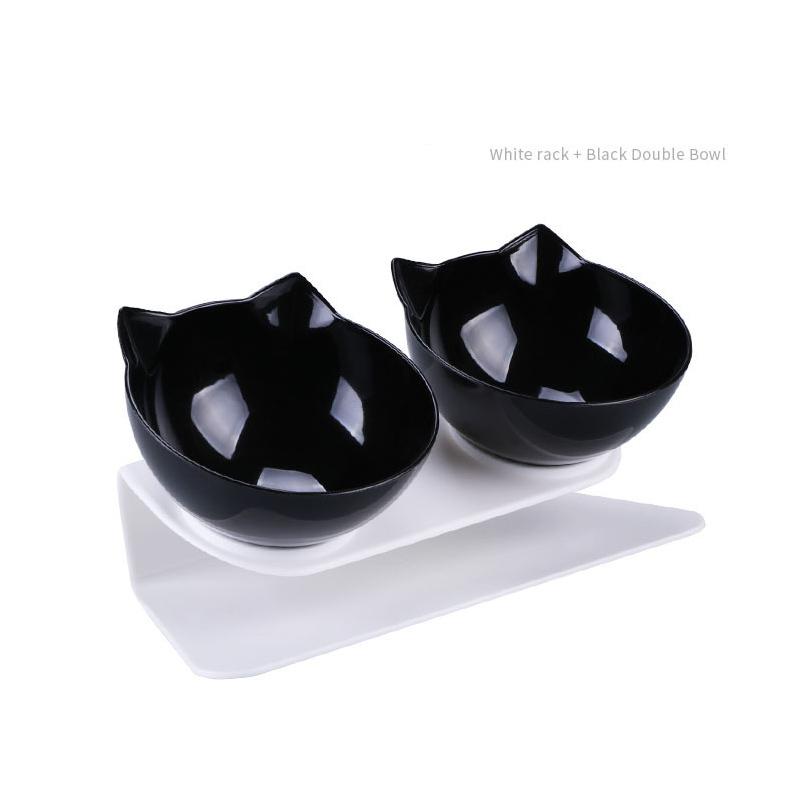 Pojedyncza/podwójna miska ze wspornikiem i konstrukcją pochylną na jedzenie i wodę, artykuły do karmienia i picia dla zwierząt