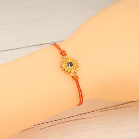 2Pcs Braided Bracelets, Adjustable Drawstring Design Friendship Bracelets, Chrysanthemum Pendant Friendship Wristbands for Versatile Daily Wear