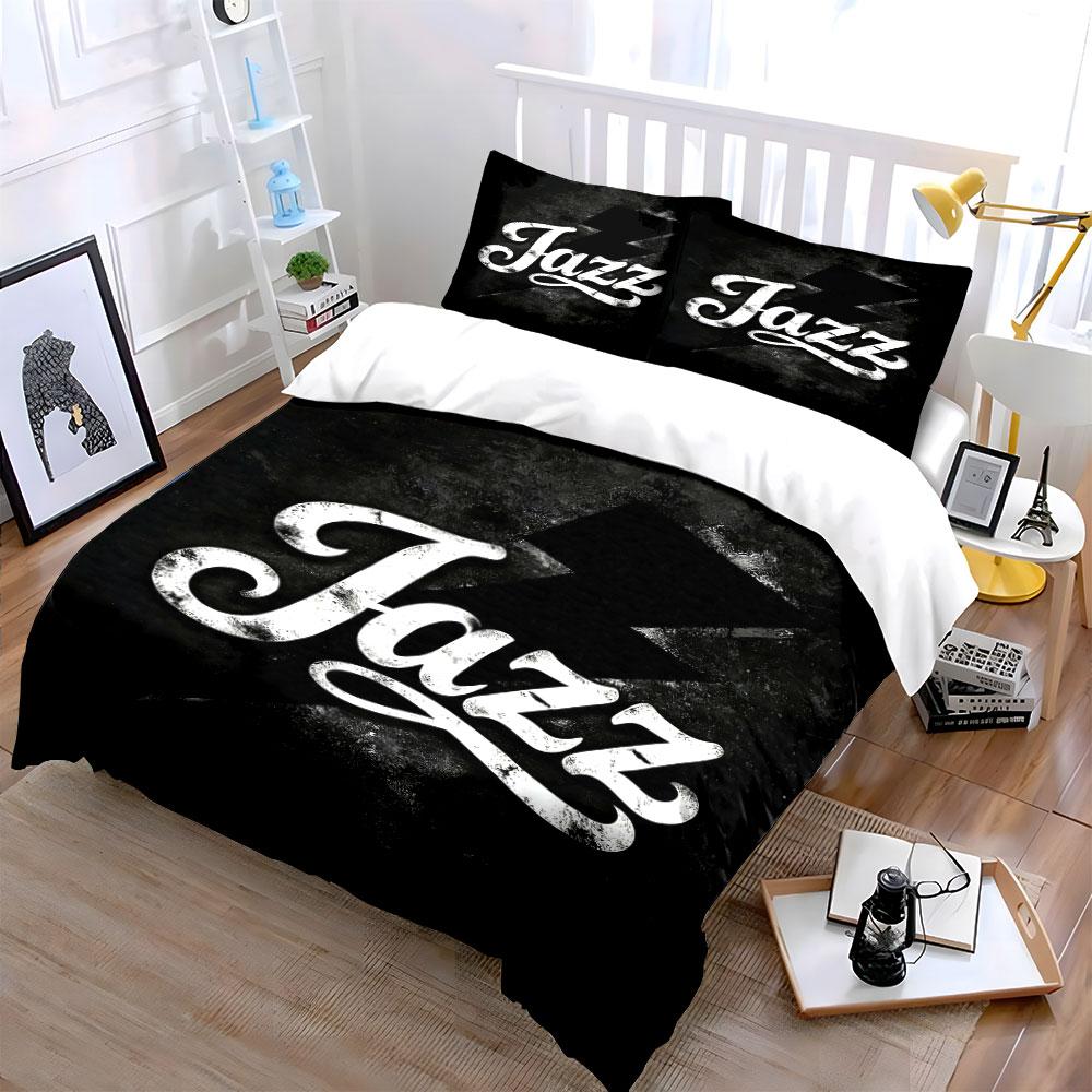 "Jazz text with lightning." Bedding sets Duvet cover sets Duvet covers Pillowcases(1 * Duvet Cover 2 * Pillowcases without duvet insert)