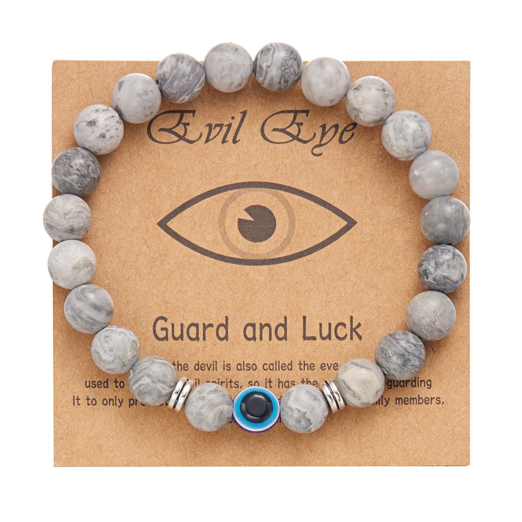 Fashion Frosted Bead Bracelet With Blue Eyed Design For Unisex Gift