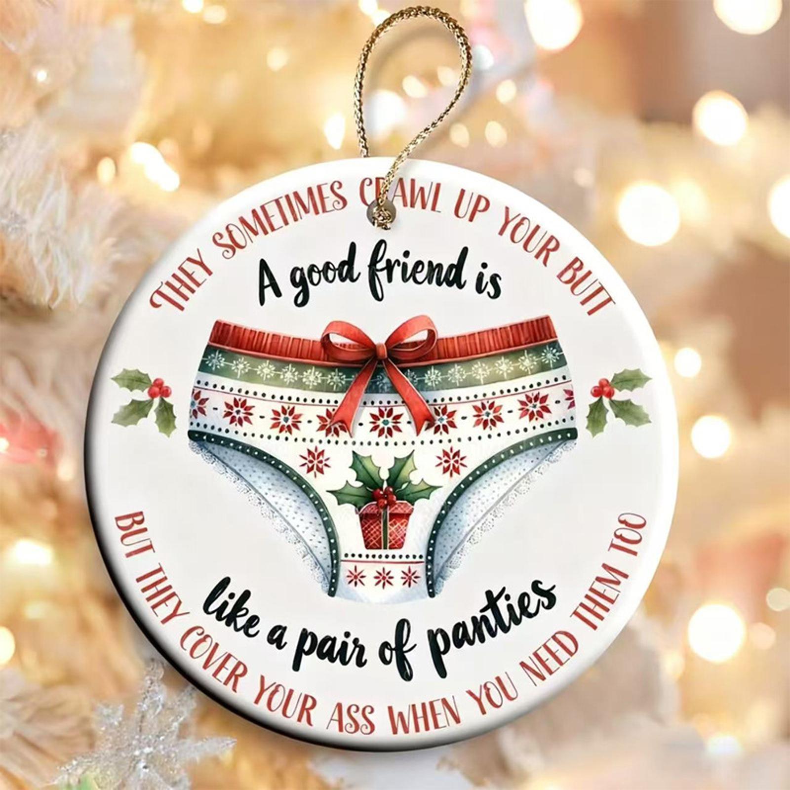 

2D 8*8cm Bra Round Christmas Ornament Acrylic Pendant One Size