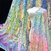 1 Yards Colorful Shiny Sequins Mesh Fabric Rainbow Fishscale Fabric DIY Sewing Wedding Dress Stage Performance Clothing Material