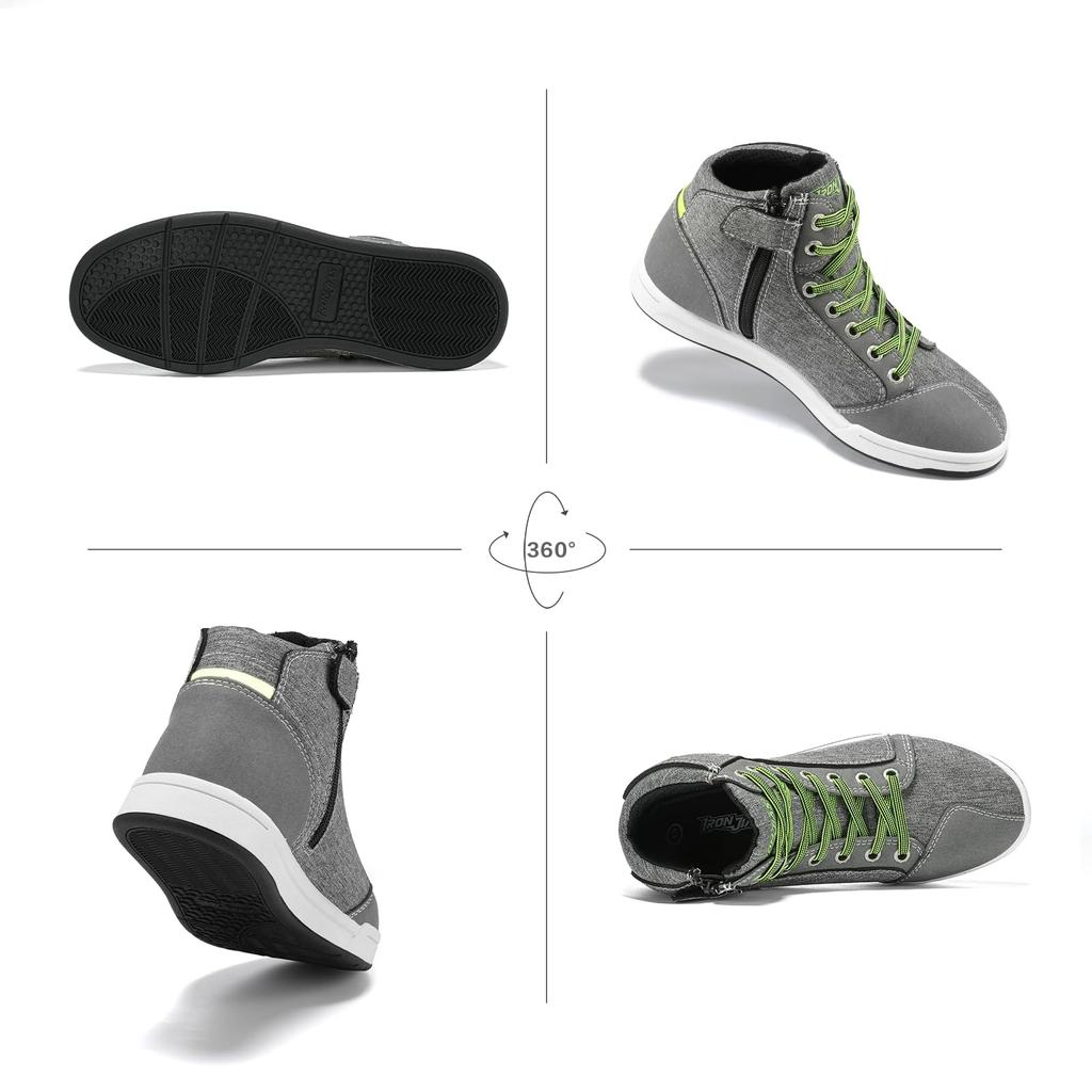 IRON Motorcycle Riding Motorcycle Regular Thick Abrasion Gray JIA'S Shoes, Boots, Wear, Sole, Breathable, Resistant, Protective, Non-Slip, Men's,