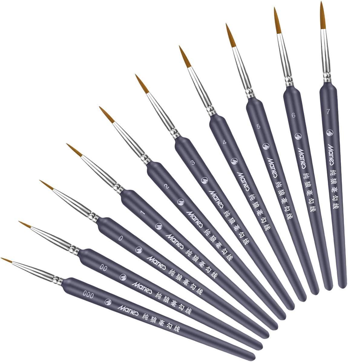 

10x Black Excellent Craftsmanship Paint Brush Set For Artistic Results And Durable Miniature Paint