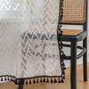 1PC LOZUJOJU Boho Geometric Herringbone Sheer Curtain with Tassels, Light Filtering Tulle for Living Room Bedroom Home Decor