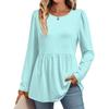 Women's Casual Fashion Long Sleeve Shirt Solid Color Tunic Top