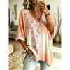 Übergrößen Damen V-Ausschnitt Fledermausärmel T-Shirt Bohemian Ethnischer Druck Lockerer Oberteil Sommer Bequem Atmungsaktiv Tägliches Pendeln Lässig Schlankmachender Stil
