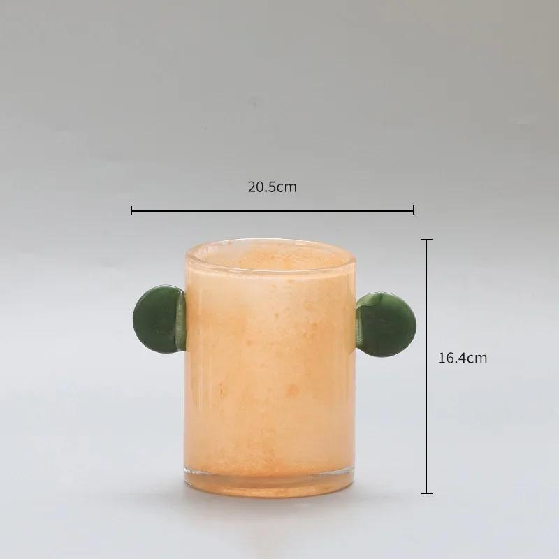 Gradient Colorful Glass Vase Transparent Flower Pots Desk Decoration Flower Arrangement Floral Vases Room Aesthetic Decor