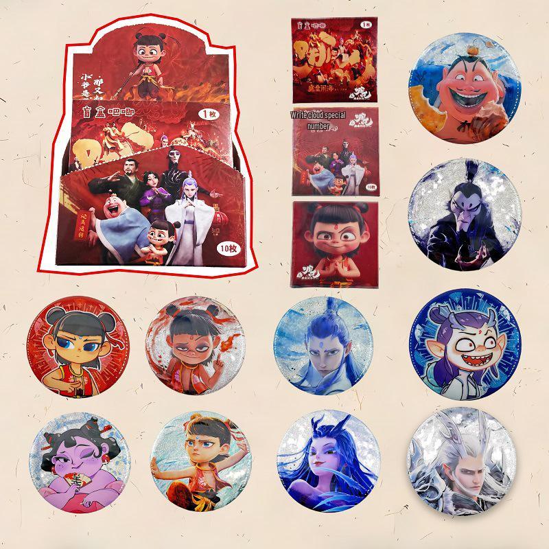 

Нэчжа: Значок Reborn 75 мм с тиснением и серебряным глиттером - Лазерная штамповка, сюрприз-бокс, подарок на день рождения