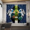 2pcs Modern Polyester Astronaut Curtains   Rod Pocket Space-Themed Drapes   Machine Washable   Adventure Bedroom Decor   Semi-Sheer