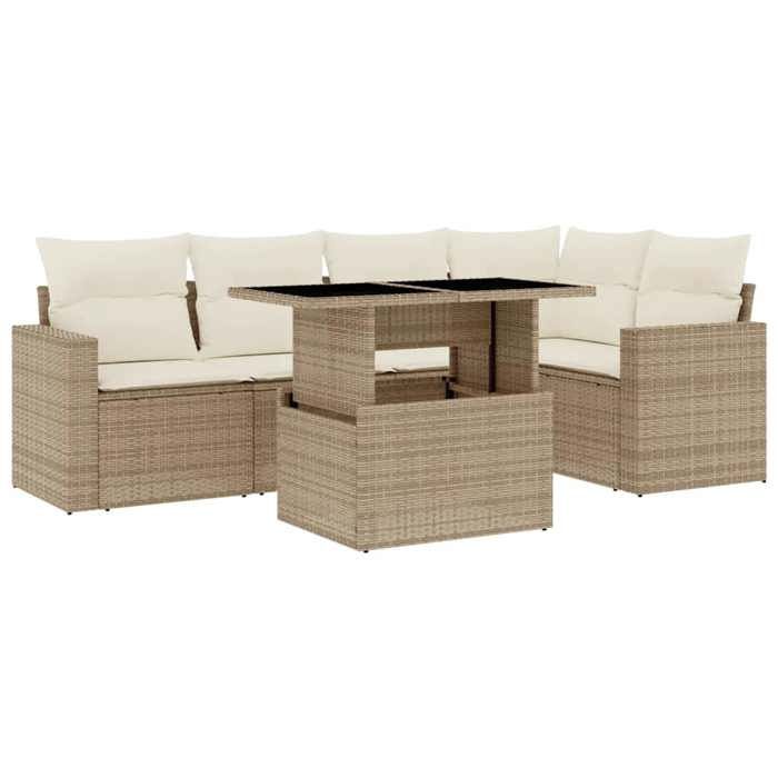 VidaXL Garden Lounge Set with Cushions 6 Pcs Beige Braided Resin 3267258