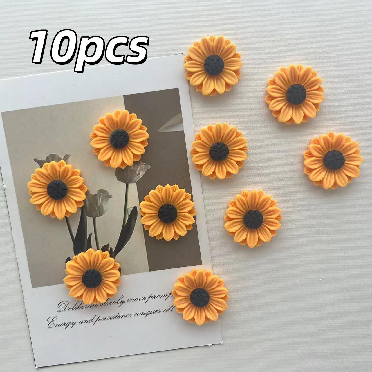

10/20pcs Sunflower Resin Magnets Kitchen Fridge Office Message Board Suitable Holiday Gifts Accessories Home Whiteboard Decorate