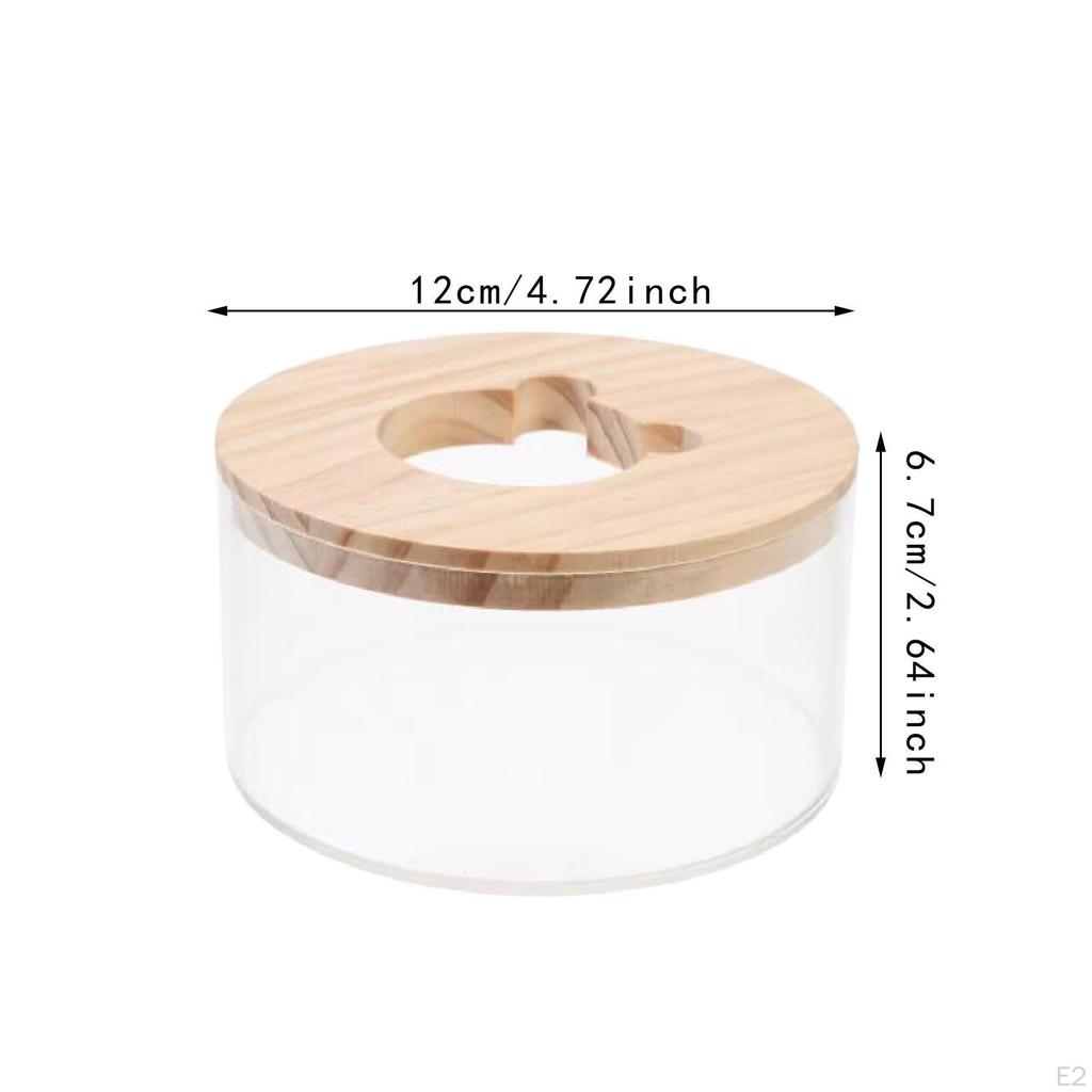 Acrylic Hamster Bath Container with Wooden Cover for Small Animals