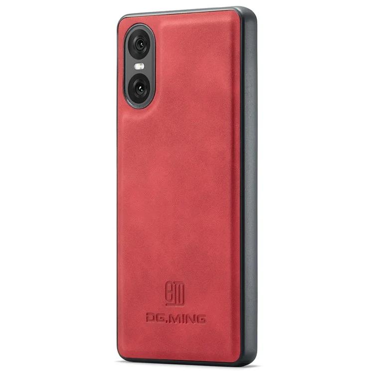 

DG.MING для Sony Xperia 10 VI чехол PU кожа + PC + TPU гибридный чехол для телефона - красный