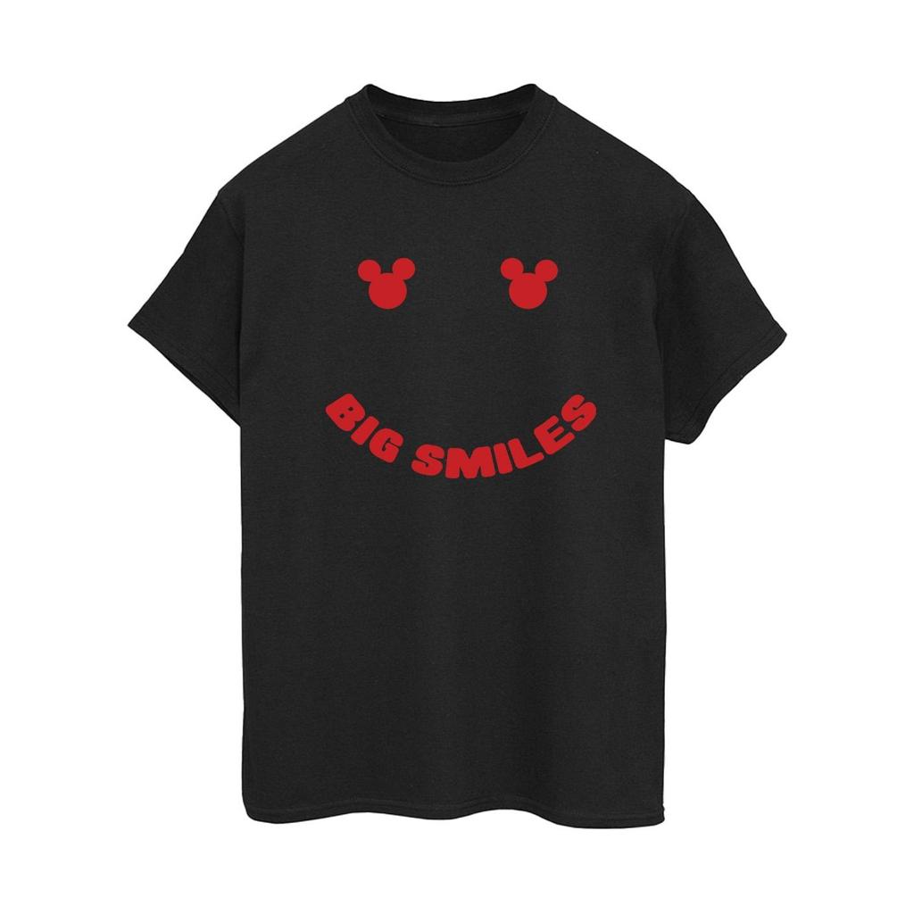 Disney Womens/Ladies Mickey Mouse Big Smile Cotton Boyfriend T-Shirt