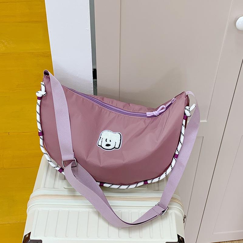 

New dumpling bag stylish and simple shoulder bag casual nylon small bag popular handbag фиолетовый