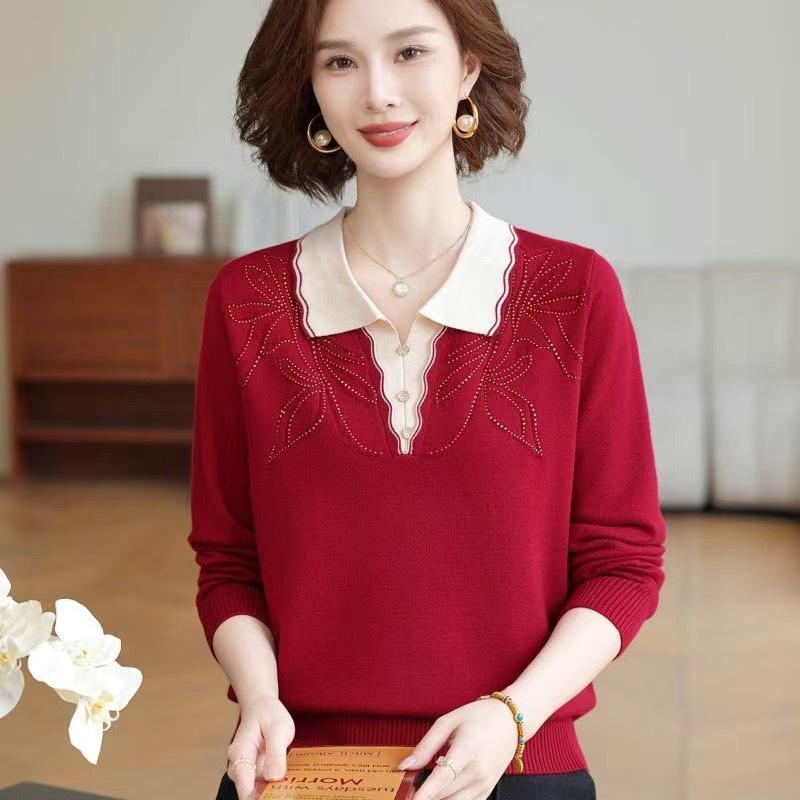 Thickened Knit Sweater for Middle-Aged Women: Stylish Autumn/Winter Pullover