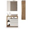 Bathroom Furniture Set 78cm Single Basin + Column - Light Oak and White Lacquer - HAMBURG