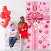 Happy Valentine's Day Door Cover Decoration Pink Bow Gift Box Door Banner Valentines Day Love Heart Hanging Banner Valentine Present Backdrop for