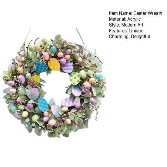 Ghirlanda di Pasqua 2D Coniglietto Acrilico Uova di Pasqua Ghirlanda Ornamento da Appendere Primaverile per Decorazione Porta Muro Finestra