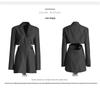 Elegant Designer Hollowed-Out Waist Slim-Fit One-Button Little Black Suit Dress