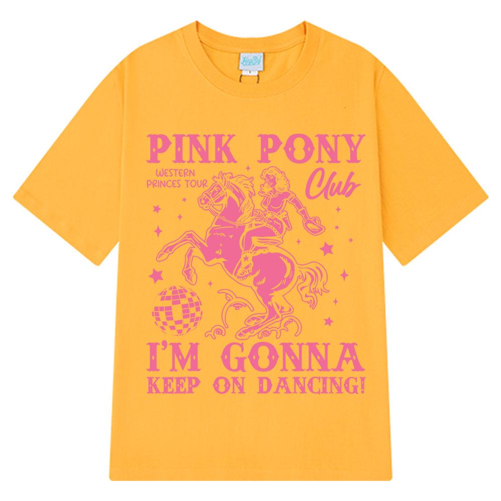 Pink Pony Club Fashion Print T-shirt Summer Short-sleeved 100% Cotton Casual T-shirts Man Woman Aesthetic Trendy Loose T-shirts