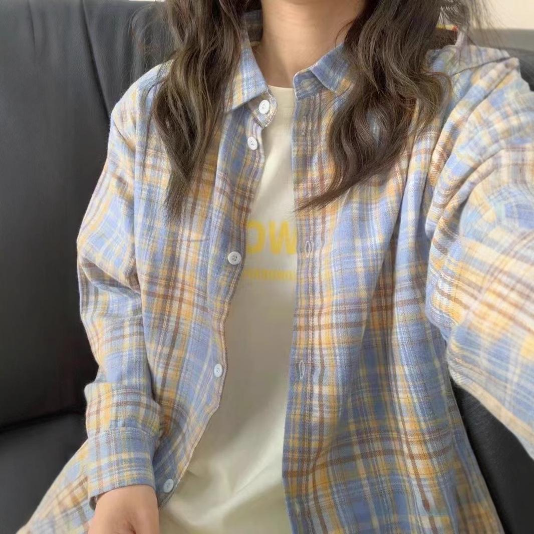 Women s Stylish Retro Plaid Long Sleeve Shirt Jacket - Spring & Autumn Casual Wear M