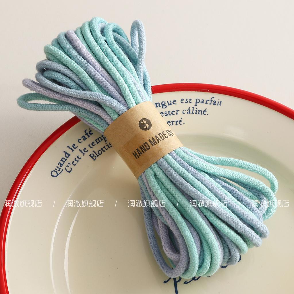 4mm 10m Color Gradient Cotton Thread Home Textile Decorative Rope Clothing Grain Rope Handmade Weaving Rope Craft Accessories