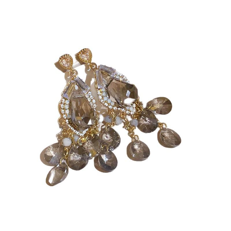 Silver Needle Retro Ethnic Zirconia Teardrop Tassel Earrings – Light Luxury, Exquisite and Unique Niche Studs