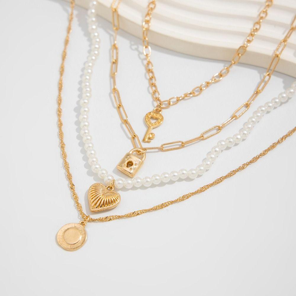 Metal Pearl Shell Necklace Exquisite Beach Style Necklace Fashion Pearl Beaded Necklace  Daily