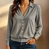Women's Striped Casual Button-Up Shirt with Collar and Long Sleeves, Blouse Top for Everyday Wear