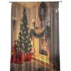 Christmas Tree Wreath Gifts Fireplace Tulle Sheer Window Curtains For Living Room Bedroom Modern Voile Organza Curtains Drapes