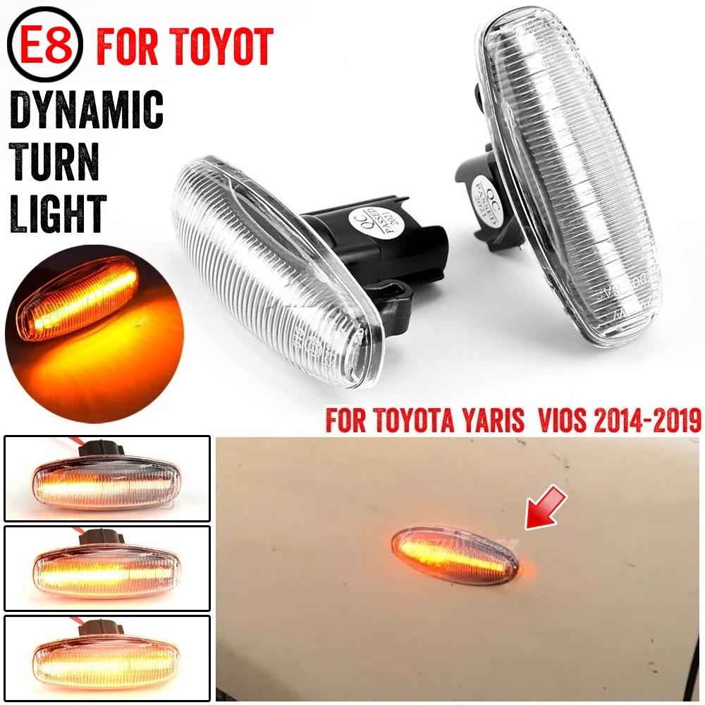 

2Pcs Car Led Dynamic Side Marker Turn Signal Light For Toyota Yaris Vios Sequential Blinker Light 2014 2015 2016 2017 2018 2019 Crystal Lens