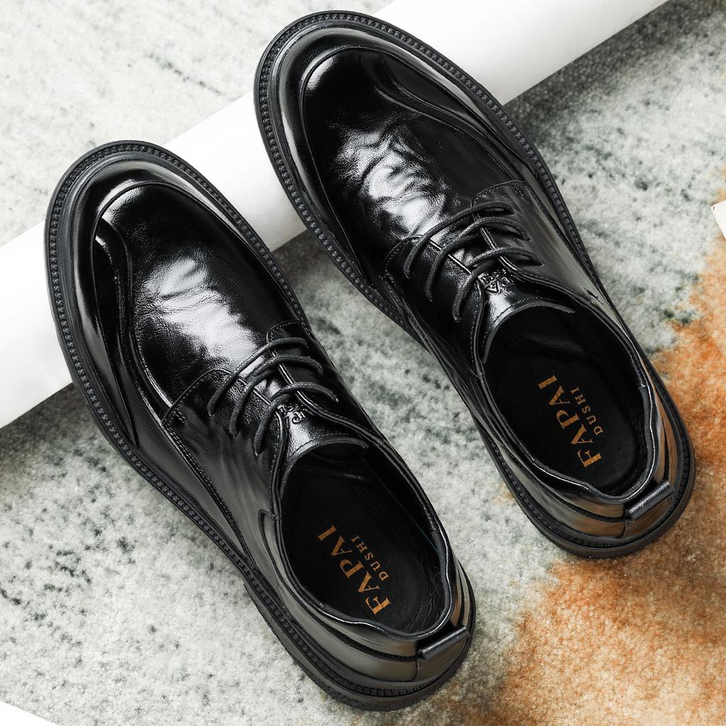 2025 Leather Shoes Men's Leather High-end Fashion Men's Shoes British Style Business Casual Wedding Derby Shoes Dress Commuter