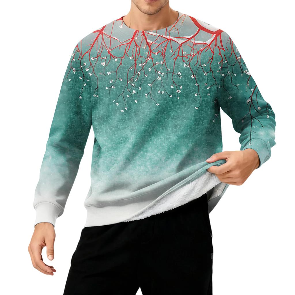 Men's Round Neck Fleece-Lined Thick Warm Sweatshirt