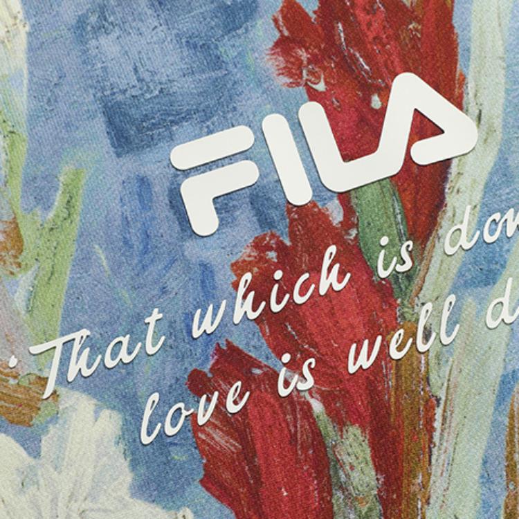 FILA X Van Gogh Museum Logo Print Color Block Sports Knit Sweatshirt Women sweatshirts Cloud-White F11W218214F-WT