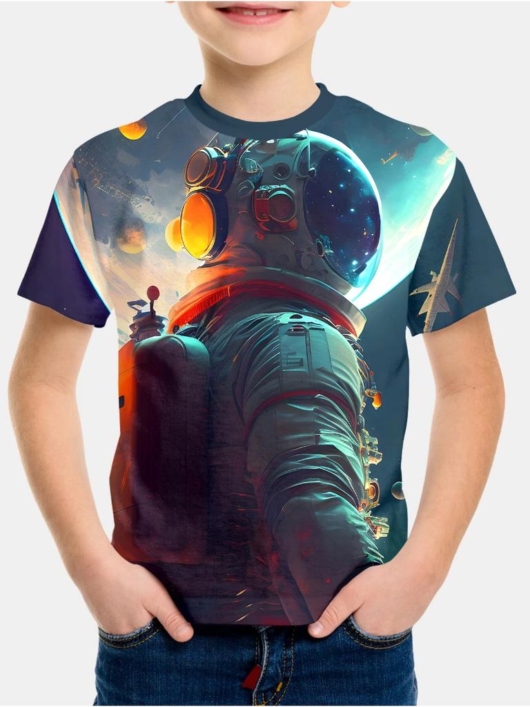 Διασκεδαστικά Παιδικά Ρούχα Παιδικά Ρούχα 3D Εκτύπωση Casual Μπλουζάκια με Κοντό Μανίκι Ρούχα Εξωτερικού Χώρου Μπλουζάκια για Αγόρια