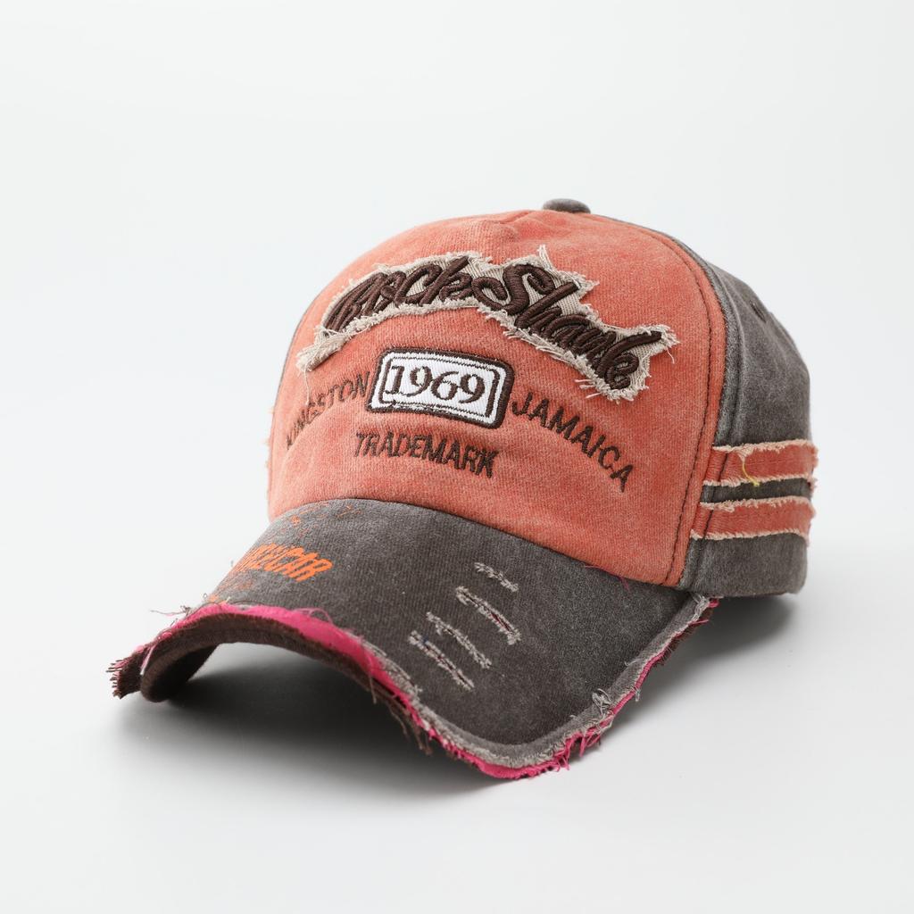 Bent-brimmed Hat, Old Letter Cap, Embroidered Ripped Baseball Cap, Men's American Sunshade, Sunscreen Hat, Women's