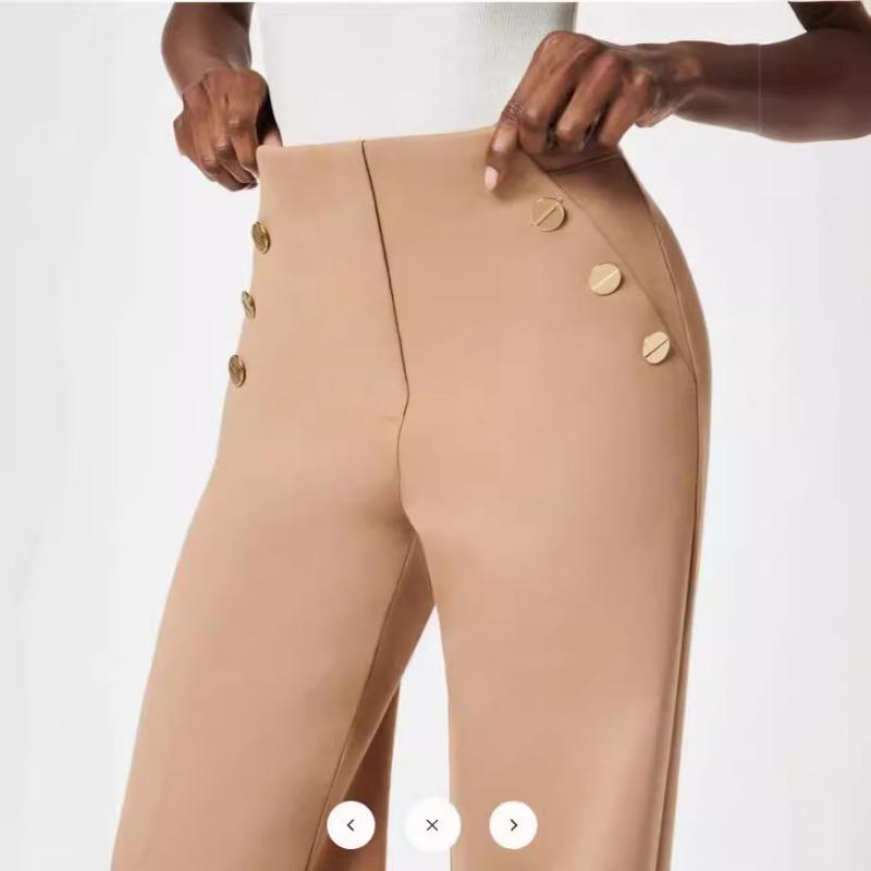 GMXIA High Stretch Button Wide Leg Slimming Pants Bottoms