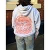 Women's Loose Hoodie with Letter Print and Kangaroo Pocket