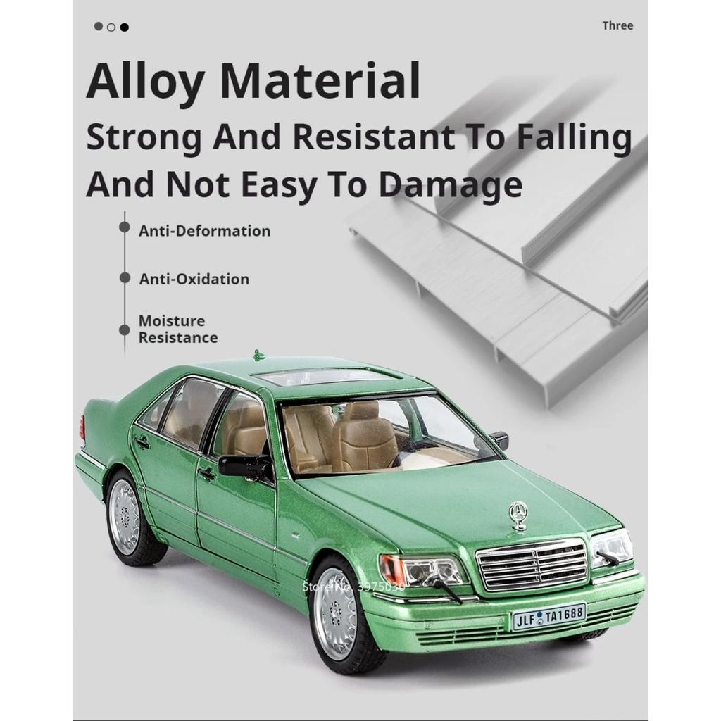 1/24 Benz W140 320SEL Toy Car Models Alloy Diecast with Sound and Light Rear Wheel Pull Back Function Vehicles Models Collect Gifts