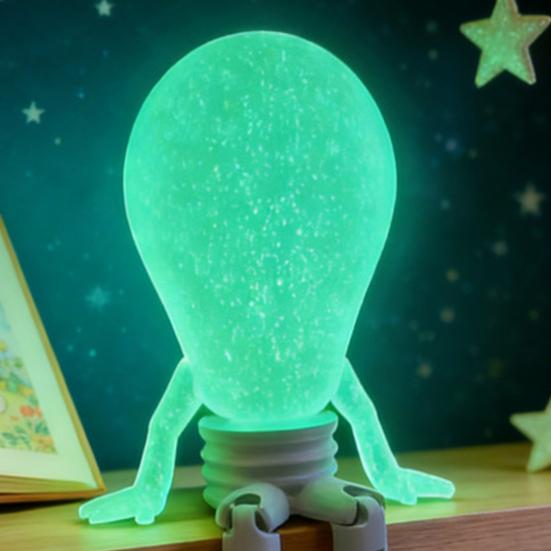 3D Printed Bulb Figure Glow-in-The-Dark Articulated Figurine with Dangling Legs for Home Office Desktop Shelf Decor