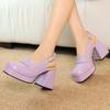 Women's high-heeled sandals spring and summer new waterproof table thick heel large size solid color bag head sandals