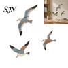 Coastal Wall Art for Living Room 3/4Pcs Seagull Decor, Nautical Theme Art, 3D Wooden Modern Farmhouse Sculpture Adhesive Home Bedroom Bird Hanging