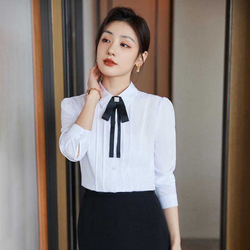 Women's Summer Hotel & Restaurant Uniform - Long-Sleeved Professional Shirt Suit.