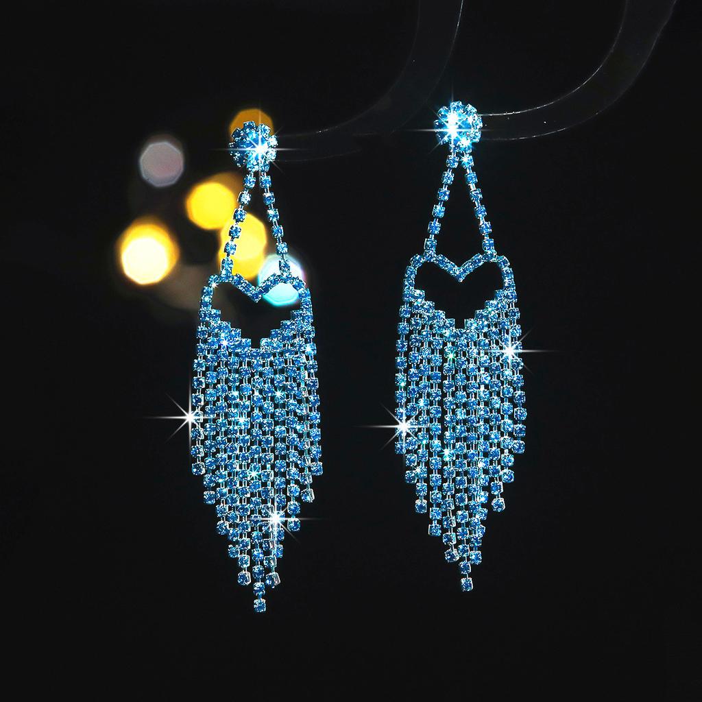 Temperament Advanced Sense Hollow Love Long Fringed Earrings