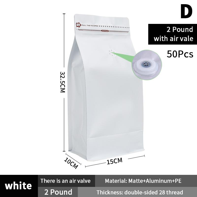 50Pcs Coffee Stand Up Pouch With Valve &Ziplock Pulltab Ground Coffee Beans Nutdried Tea Leaf Mga Pouches Ng Kap